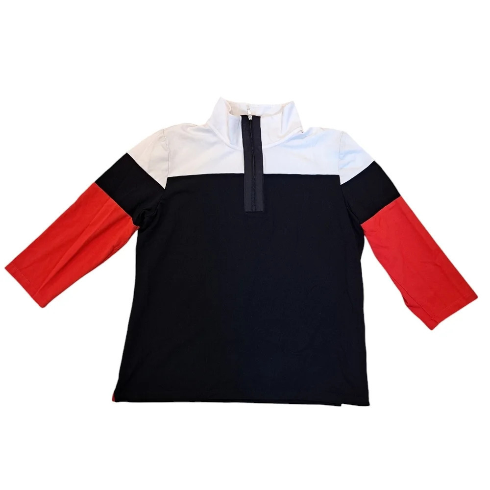 Vintage Lauren Ralph‎ Lauren Active 1967 White Black 3/4 Sleeve Shirt Size M